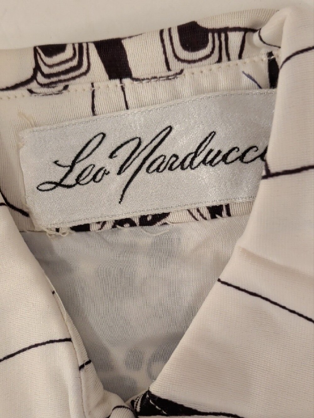 True Vintage Leo Narducci Mod 70s Black & White Long Sleeve Shirt Dress Not Perf - Picture 9 of 16